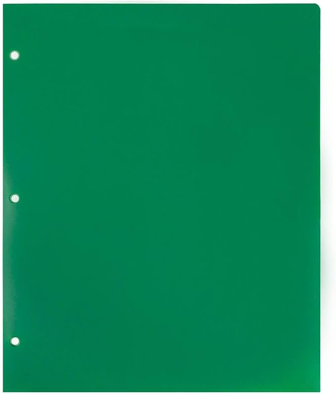 JAM PAPER Heavy Duty Plastic 3 Hole Punch Pocket Folders - Extra Tough School Folders - Green - 3/Pack - Image 4