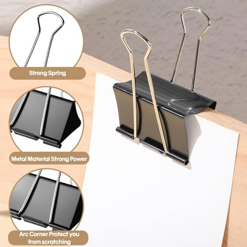Jetec 50 Pcs 3 Inch Jumbo Binder Clips Black Extra Large Binder Clips Bulk - Image 6