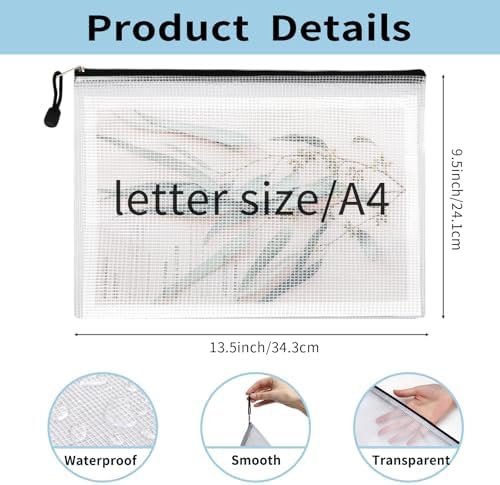 EOOUT 42pcs Mesh Zipper Pouch, Black Waterproof Zipper Bags for Organizing Storage, Letter Size/A4 Size Puzzle Bag, Zipper File Bags for Board Games and School Office Supplies - Image 2