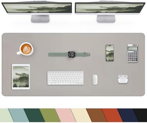 Extra Large Desk mat, Leather Desk Pad Protector,Office Desk Mat,Mouse Pad, Non-Slip Desk Blotter, Laptop Desk Pad, Waterproof Desk Writing Pad for Office&Home (Light Grye, 55" x 17") by cebowa