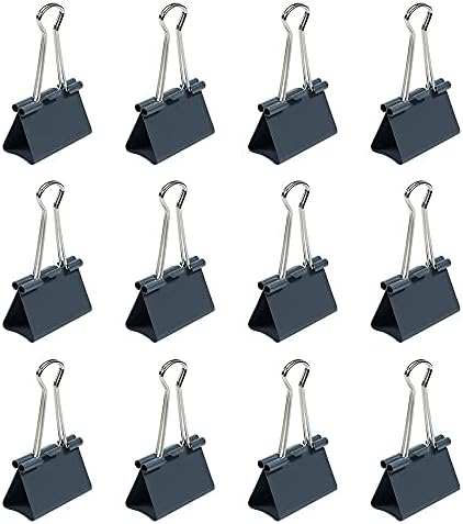 JAM PAPER Colorful Binder Clips - Large - 1 1/2 Inch (41 mm) - Grey Binderclips - 12/Pack - Image 2