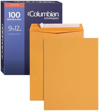 Columbian 9 x 12 Catalog Envelopes with Self Seal Closure, 28 lb Brown Kraft, for Mailing Flat Letter Size Documents or Photos, 100 Per Box (COLO341) by TOPSProducts