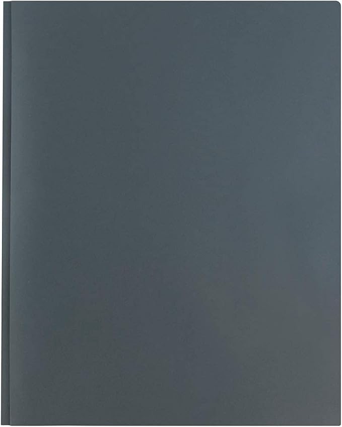 JAM PAPER Plastic Color POP Folders - 2 Pocket Durable Folders with Metal Prongs Fastener Clasps - Grey - 6/Pack - Image 5