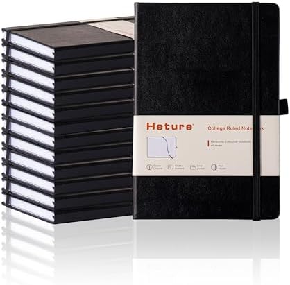 Heture Hardcover Black Notebooks, A5 Lined Notebook for Work 12 pack by HetureOffice