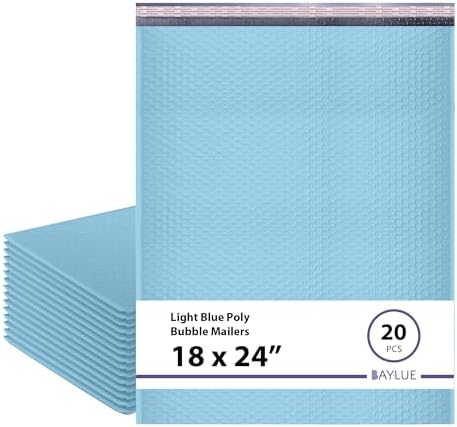Light Blue Bubble Mailers 18x24, Poly Padded Envelopes #9, 20 Pack by BAYLUE