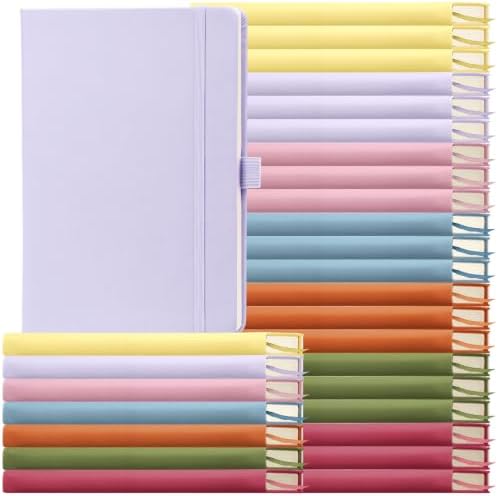 Laumoi 28 Pack A5 PU Leather Lined Notebook Journal, Elegant Color,Simple by Unknown