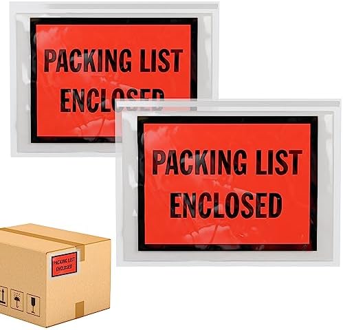 ABC PACK & SUPPLY Packing List Envelopes, Clear with Red Face Packing List Enclosed, 7 x 5 Inch, Self Seal Shipping Document Pouches 2 Mil Polyethylene, Pack of 1000 by ABCPackSupply%C2%AE