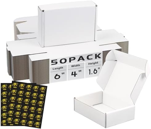 6"x4"x1.6" Shipping Boxes, 50 Pack White Cardboard Mailer Box, Small Gift Boxes for Packaging Small Business by DERZIFUN