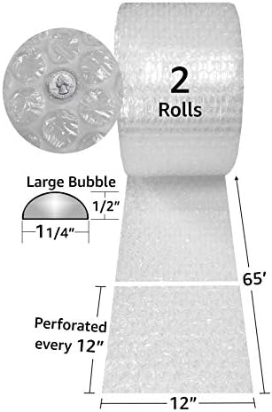 UBOXES Bubble Cushioning Roll - 130 ft x 12'' Wide, Large 1/2'', Bubbles Clear, Bubble Clear Wrap For Packing, Moving & Shipping - Image 2