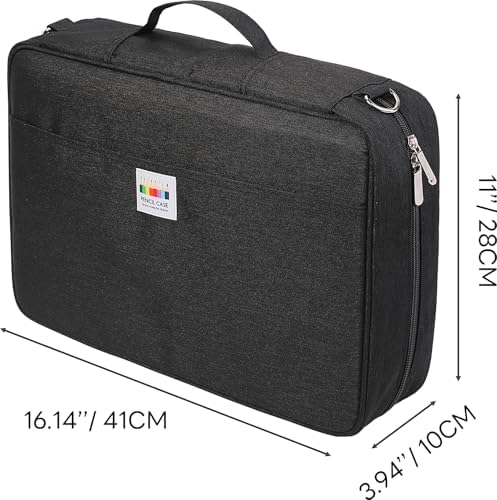 JAKAGO 480 Slots Colored Pencil Case Extra Large Capacity Pen Holder for Artist Painter Zipper Organizer Bag for Marker Highlighter Storage Case for Office Sketch Travel Supplies (Black) - Image 2