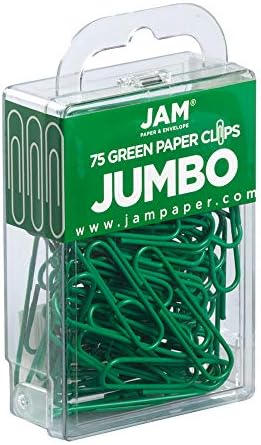 JAM PAPER Colorful Jumbo Paper Clips - Large 2 Inch - Green Paperclips - 75/Pack - Image 2