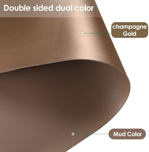 Leather Dresser Cover,1.8mm Thick,14x78 Inch,Dresser Protector Top,Dresser Top Protector,Dresser Cover Top,Dresser Top Cover,Dresser Cover Top for Bedroom.(Mud Color+Champagne Gold,14x78) - Image 2