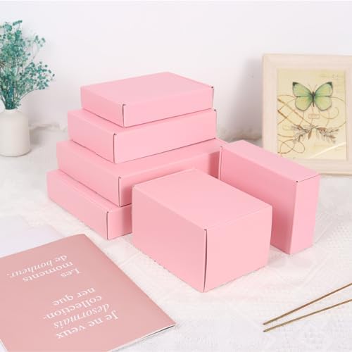 10x8x2 Inches Shipping Boxes Pink, 20 Pack Corrugated Cardboard Boxes Medium, Mailer Box for Packaging Small Business - Image 5