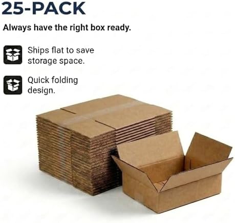 BOX USA 1293 Flat Corrugated Cardboard Box 12" L x 9" W x 3" H, Kraft, For Shipping, Packing and Moving (Pack of 25) - Image 7
