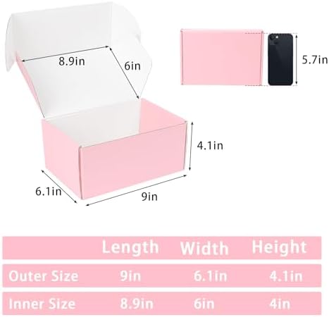 9x6x4 Pink Shipping Boxes Medium, 30 Pack Corrugated Cardboard Mailer Boxes for Packaging Small Business Mailing Gift - Image 2