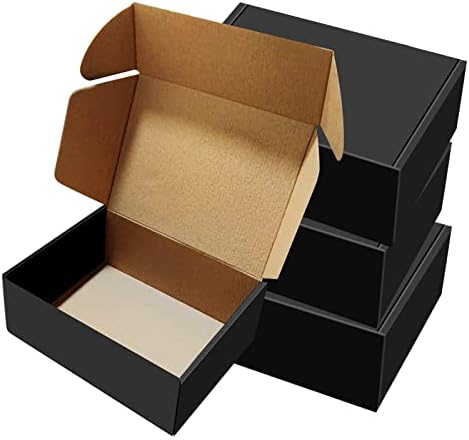BoShahai 30 Pack 9x6x4 inch Black Shipping Boxes, Corrugated Cardboard by BoShahai
