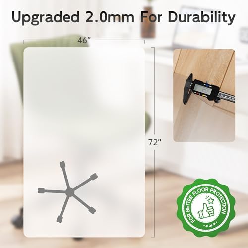 Office Chair Mat, 72" x 46" Clear Computer/Desk Chair Mat for Hardwood Floor, Thicker, Easy Glide, Non-Slip, Protects Hard Surfaces from Scratches, Ideal for Home or Office - Image 4