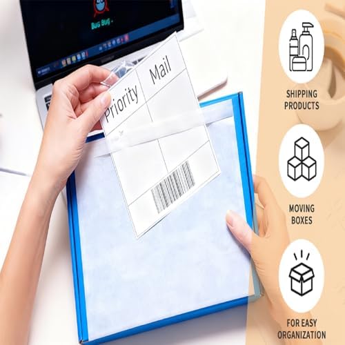 5.5" x 7.5" Shipping Label Sleeves Plastic Envelopes Self-Adhesive Top Loading Packing List Envelopes, Clear Mailing Label Pouch for Packages(100 Pack) - Image 6