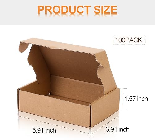 Qilery 100 Pcs 5.91 x 3.94 x 1.57" Shipping Boxes Corrugated Cardboard Box (Pack of 2) - Image 2
