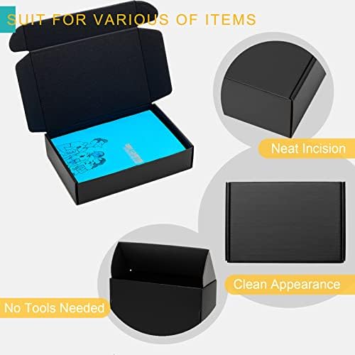 Mcfleet 9x6x2" Black Shipping Boxes - 24 Pack Corrugated Cardboard Mailing Box Packaging for Small Business - Tab Locking Literature Mailer Flat Empty Gift Packing Supplies - Image 4