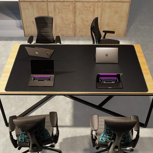 CENNBIE HUGE200 78.8" x 47" Black Leather Desk Mat for Conference Table, Dining Table, Work Table, Banquet Tables, Library Table - Image 5