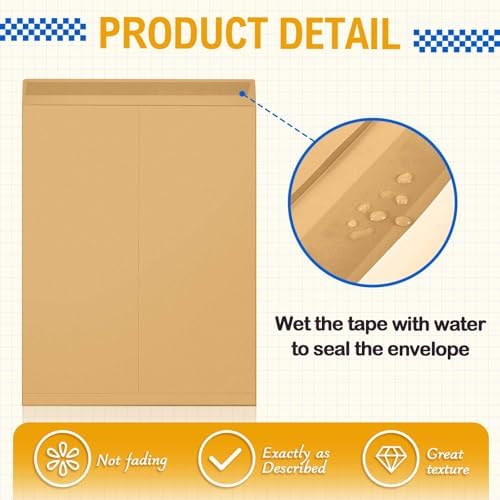 Motipuns 50 Pcs 14'' x 18'' Large Mailing Envelopes 32lb with Gummed Flaps - Image 3