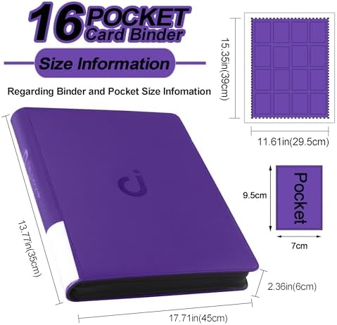 Premium Card Binder 16 Pocket - Fits 1600 Cards，4X4 Ringless Card Album with Sleeves for Trading Cards & Sports Cards（Model C，Classic Purple） - Image 5