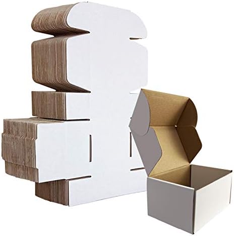 HORLIMER 6x4x3 inches Shipping Boxes Set of 25, White Corrugated Cardboard Box Literature Mailer by HORLIMER
