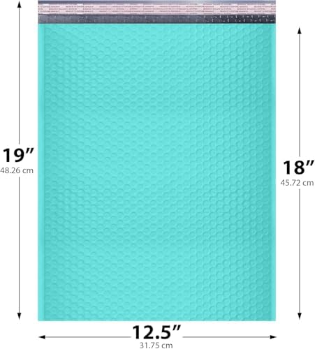 Teal Bubble Mailers 12.5x19, Self Seal Poly Padded Envelopes #6, 20 Pack - Image 2