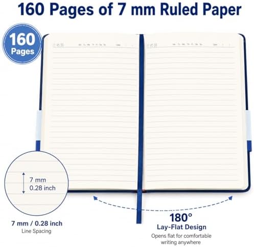 Lined Journal Notebooks, 4 Pack 160 Pages, 5.5x 8.2-Inch Journals for Women Men, Hardcover Notebook with 100 gsm Thick Paper, A5 Size College Ruled Notebook for Writing/Travel/Work (Assorted Color-4 Pack) - Image 4