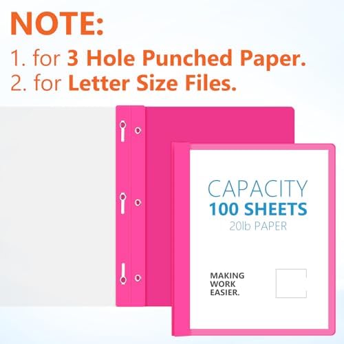 Feifeiya 72 Pack Plastic Report Covers with 3 Prongs Presentation Folders Bulk, 100 Sheet Capacity, Clear Front Report Covers for Presentation Document Paper School Office Supplies (Colorful) - Image 3