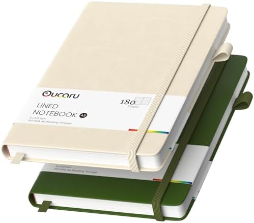 Oucaru 2 Pack A5 Lined Journal Notebook for Writing, 180 Pages by Oucaru