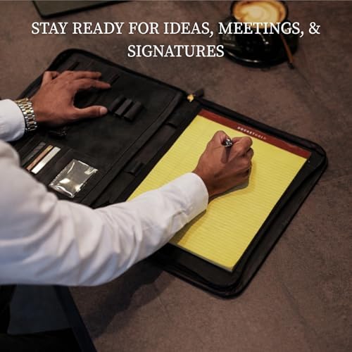 Leather Padfolio with Zipper – Business Portfolio for Men and Women, Legal Pad Portfolio, Leather Folder, Professional Padfolio for Meetings and Interviews - Image 6