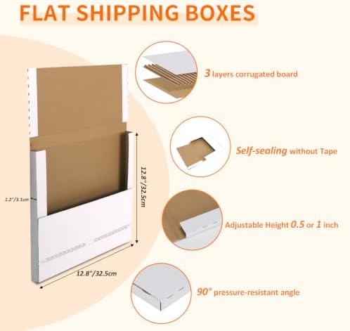 HORLIMER 25 Pack 12.8x12.8x1 Self-Sealing Shipping Boxes, Vinyl Record Mailer Cardboard Box for Mailing, Packaging, Moving Storage - Image 2