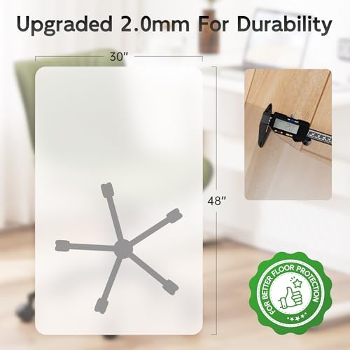 Office Chair Mat, 30" x 48" Clear Computer/Desk Chair Mat for Hardwood Floor, Thicker, Easy Glide, Non-Slip, Protects Hard Surfaces from Scratches, Ideal for Home or Office - Image 4