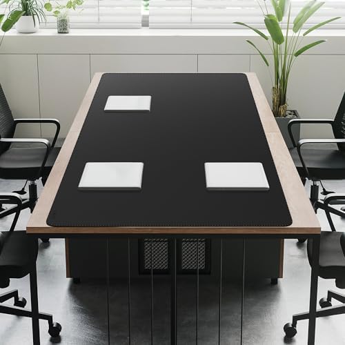 Cacoy 78.7"x31.5" XXL PU Leather Desk Mat, Waterproof Meeting Desk Pad Protector, Large Gaming Computer Mouse Pad, Extended Office Desk Decor, Desktop Cover Mat Conference Table Pads (Black) - Image 3