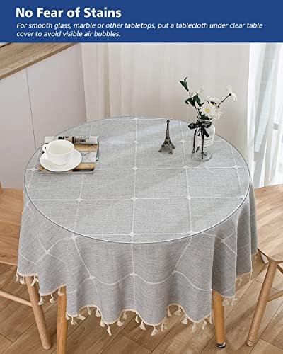 42 Inch Round Clear Plastic Table Protector for Dining Room Table PVC Tablecloth Protective Cover Pad Wood Furniture Vinyl Desk Blotter Mats Table Runner Pad for Kitchen Countertop Coffee Table - Image 3