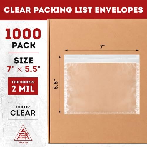 APQ Supply Clear Packing List Envelopes, 7 x 5.5 Inch Self Seal Shipping Document Pouches, 1000 Pack for Business Warehouse E Commerce Fulfillment and Shipping Departments - Image 2