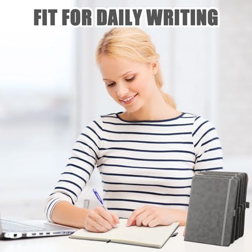 Laumoi 28 Pack A5 PU Leather Lined Notebook Journal, Grey,Simple - Image 5