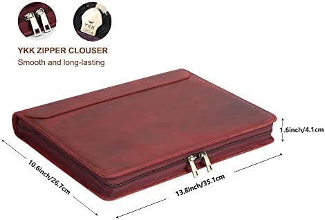 Personalized Genunie Leather Portfolio Binder, Customized Leather Portfolio for Men,3 Ring Binder Business Portfolio for Women, Organizer for A4 Legal Sized Notepad, Customized Gift, Red - Image 4