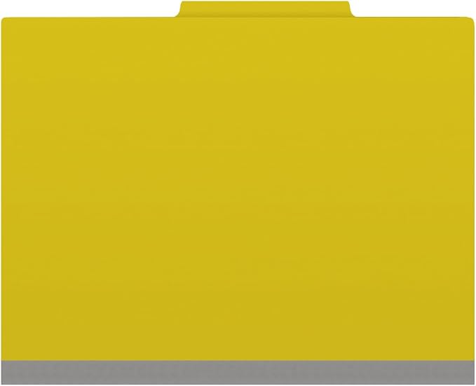 25 Pt. Pressboard Classification Folders, 2/5 Cut ROC Top Tab, Letter Size, 1 Divider, Yellow (Box of 10) - Image 3