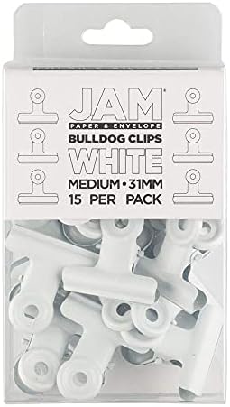 JAM PAPER Metal Bulldog Clips - Medium - 31mm - White - 15/Pack - Image 3