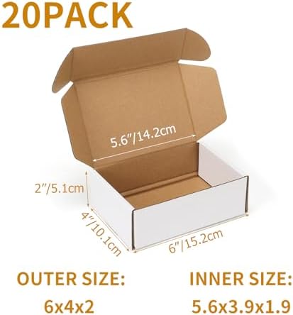 PHAREGE 20 Pack 6x4x2 inch Small Shipping Boxes, White Mailing Boxes - Image 2