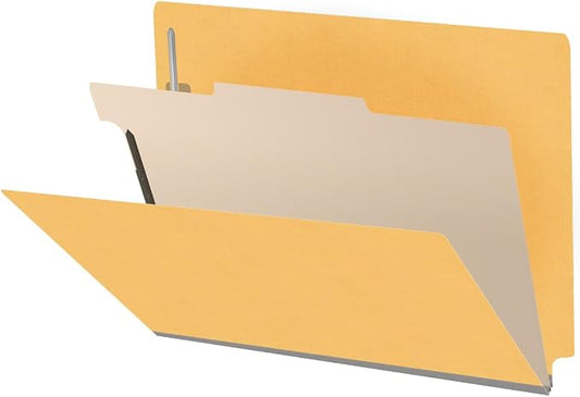 Ecom Folders Heavy Duty Top Tab Classification Folders | Letter Size 18 Pt Stock with 1 Divider | 2/5 Cut Right Position Tab for Medical, Legal and Office Documents | Yellow, Box of 10 by Ecom+Folders