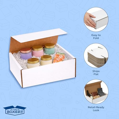 The Boxery Corrugated Mailers White Tuck Shipping Boxes (9x8x5) - Image 5