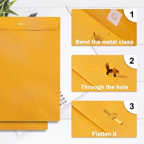 Goefun Clasp Envelopes 9 x 12, Yellow Manilla, 20 Pack - Image 5