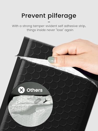 GSSUSA 6x10" Black Bubble Mailer 50 Pack Padded Envelopes Shipping Bags - Image 5