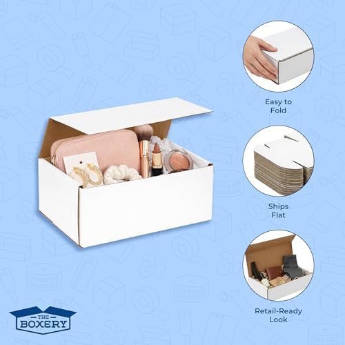 The Boxery Corrugated Mailers White Tuck Shipping Boxes (6.5x5x3) - Image 5