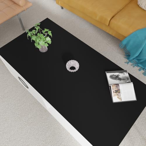 Faux Leather Table Cover,1.8mm Thick,24x60 Inch Desk Cover,Large Desk Mat,Table Protector,Table Cover Protector,Table Protectors for Rectangle Tables(Black+Black,24x60) by Zinkooat