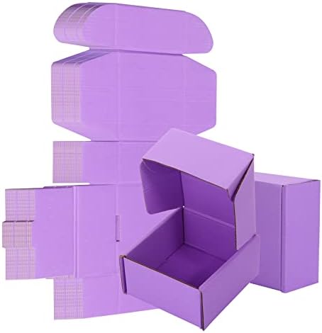 25 Pack Small Shipping Boxes Purple Corrugated Cardboard Box 4x4x2 inches，Corrugated Box for Packaging Small Business,Mailing Packing Literature Mailer,Shipping Gift Boxes by AIYUNNI